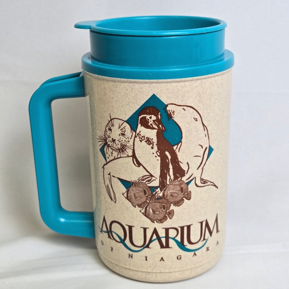 Whirley Aquarium of Niagara Thermo Insulated Travel Mug Travel Souvenir Gift Vtg